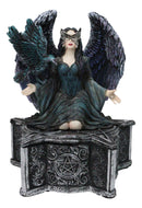 Gothic Fairy Queen With Raven Crow On Pentagram Star Decorative Box Figurine