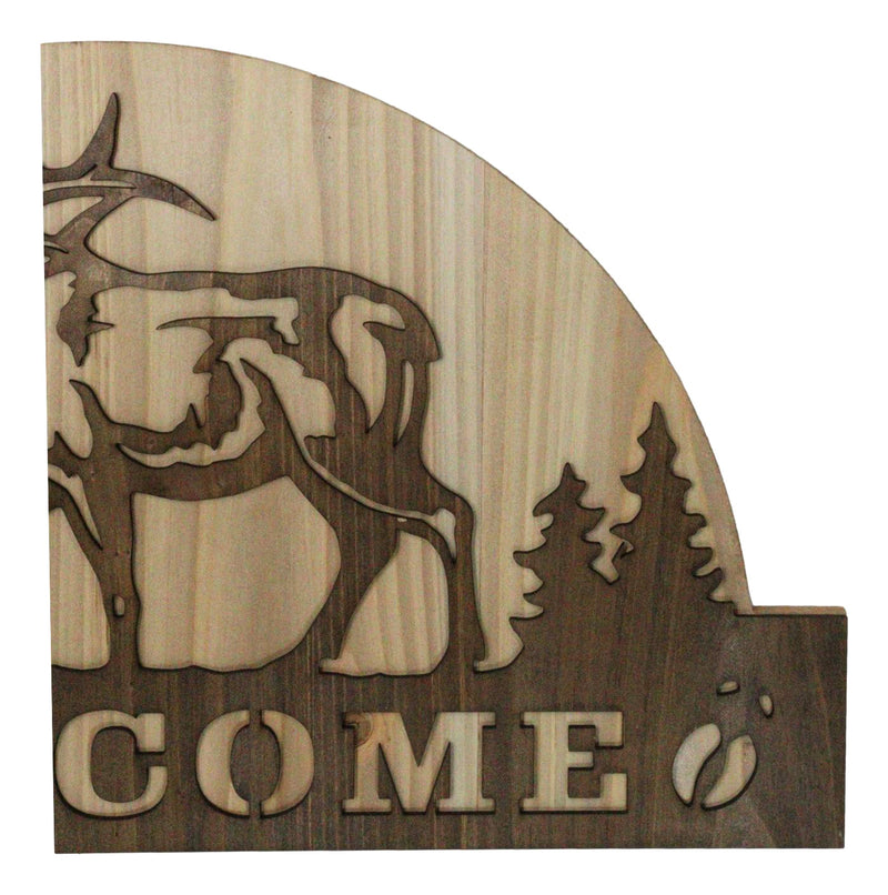 Rustic Western Wapiti Elk Deer By Pine Forest MDF Wood Welcome Wall Decor 17"L