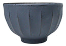 Dark Gray Ridged Lines Japanese Tetsubin Style Cast Iron Tea Cups Set of 4