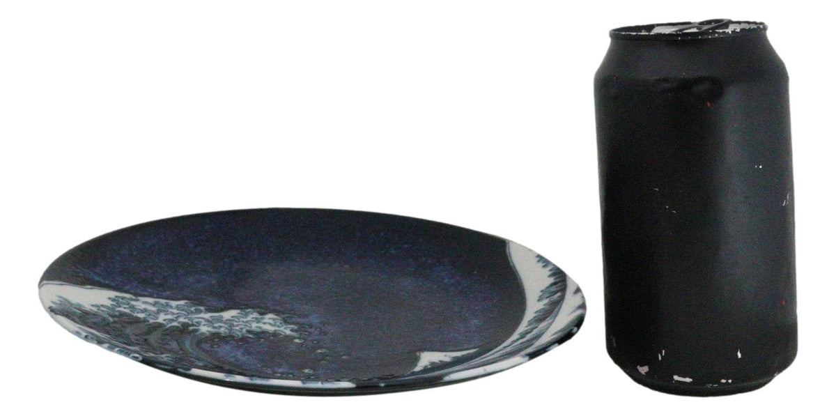 Set Of 6 Blue Japanese Hokusai Great Wave Porcelain Appetizer Salad Small Plates - Ebros Gift
