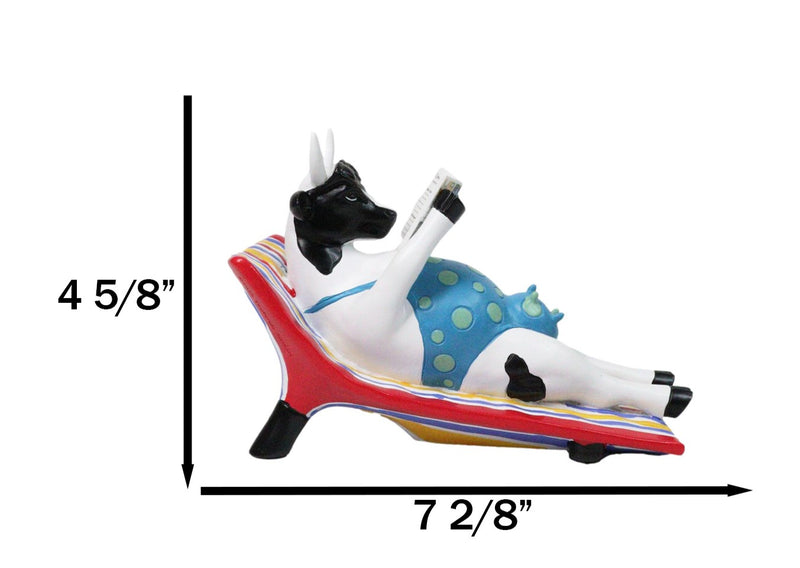 Cow Parade Ocean Beach Getaway Sunbather Cow Reading Book Collector's Figurine