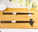 Black And White Feline Cats With Tails Set of 2 Chopsticks And Wooden Rests Set