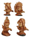 Set of 4 Native American Sioux Indian Tribal Warrior Chief Faux Wood Figurines