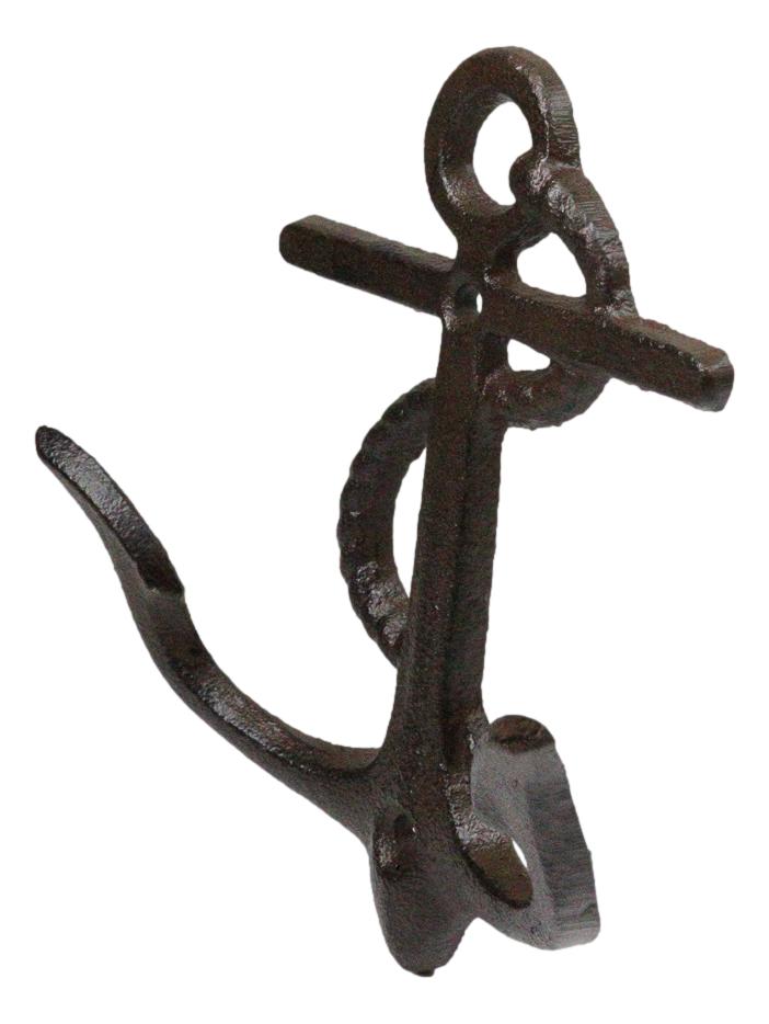 Set Of 4 Cast Iron Rustic Marine Sea Sailor Ship Anchor Double Wall Coat Hooks