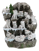 Snow Capped Wolf Den Rocky Cave Lair With Pine Trees LED Display Stand Sculpture