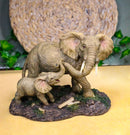 Safari Savanna Marching Troop Elephant Father and Calf in Jungle Figurine 8.75"L