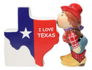 Western Cowgirl Kissing I Love Texas Sign Ceramic Salt And Pepper Shakers Set