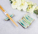Pack Of 6 Green Midori Kannyu Collection Porcelain Chopsticks Hashioki Rests