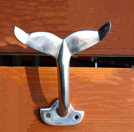Nickel Plated Aluminum Nautical Baleen Blue Whale Tail Wall Coat Hook Hanger