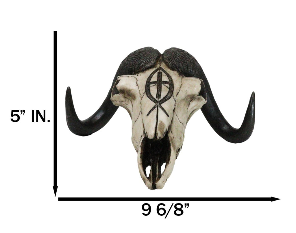 Oxgift Rustic Western Musk Ox Cattle Bull Skull With Christian Ichthys Symbol ...