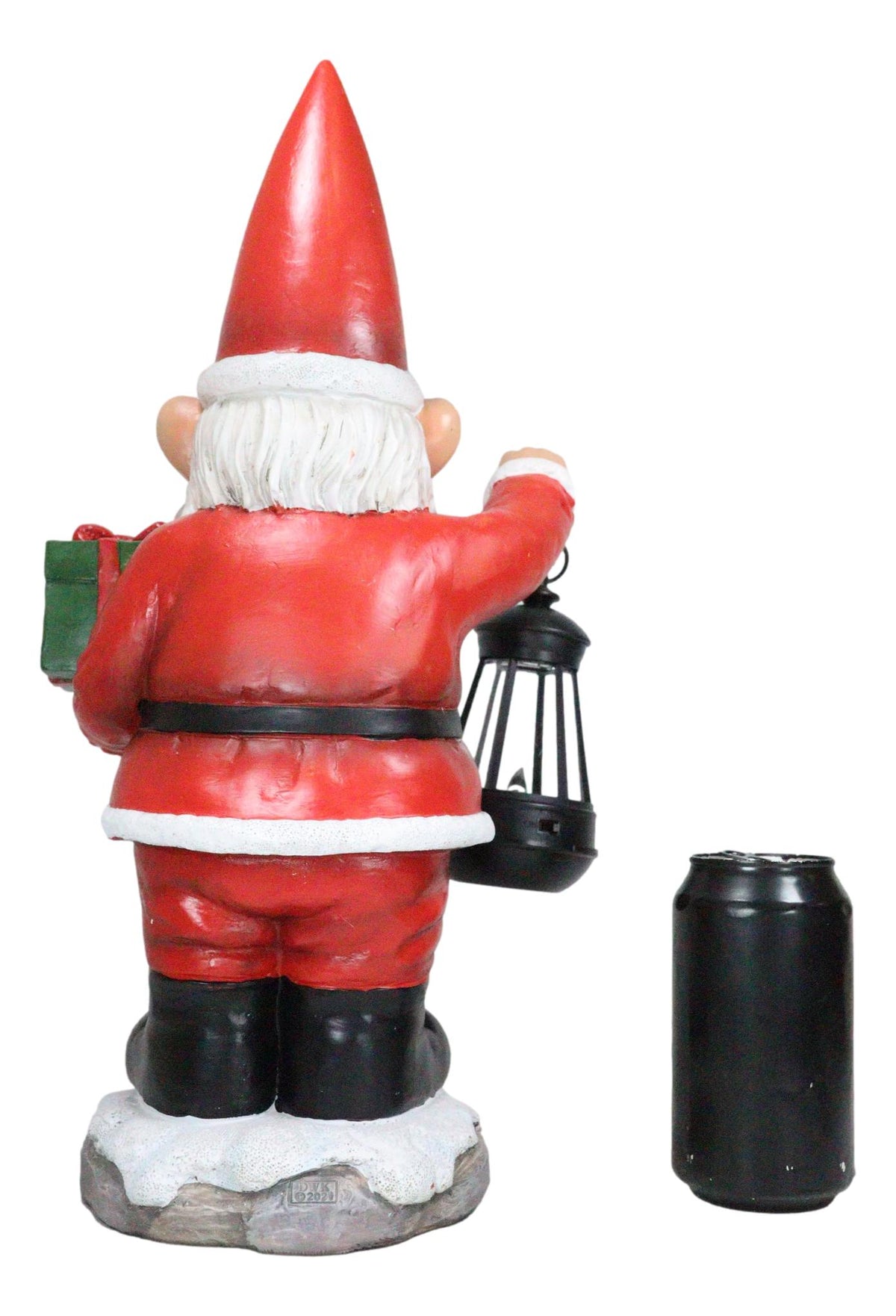 Merry Christmas Santa Claus Holding Gift And Solar Colorful LED Lantern Statue
