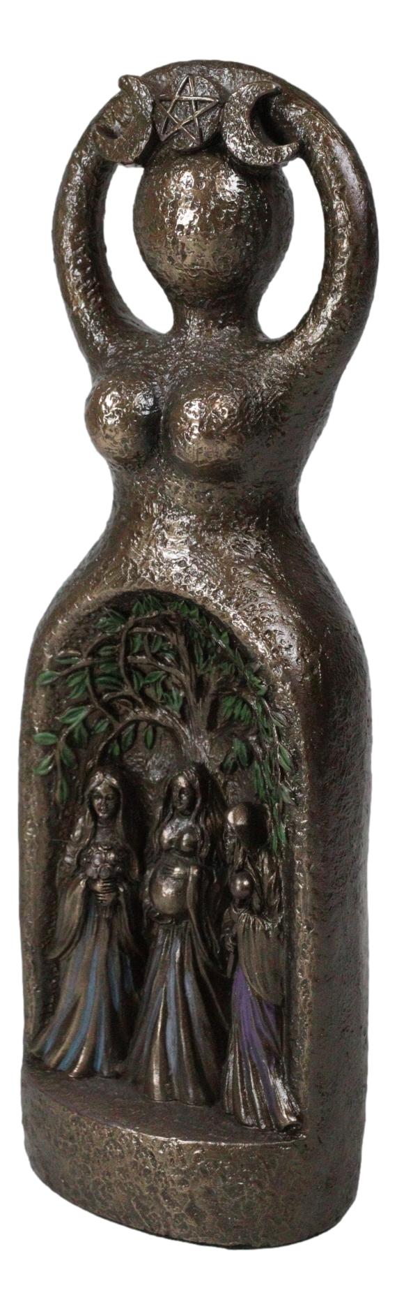 Wicca Spiral Triple Moon Goddess Mother Maiden Crone Tree Of Life Figurine