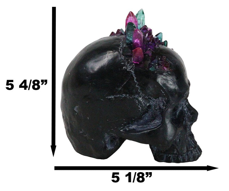 Black Gothic Macabre Spiky Two Tones Crystal Cavern Mine Cranium Skull Figurine
