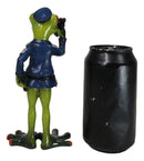 Toad In Blue Police Officer Green Frog Holding Radio Reporting For Duty Figurine