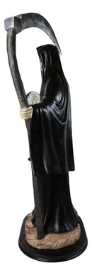 Large 2 Feet Protection Santa Muerte Skeleton With Scythe in Black Robe Statue