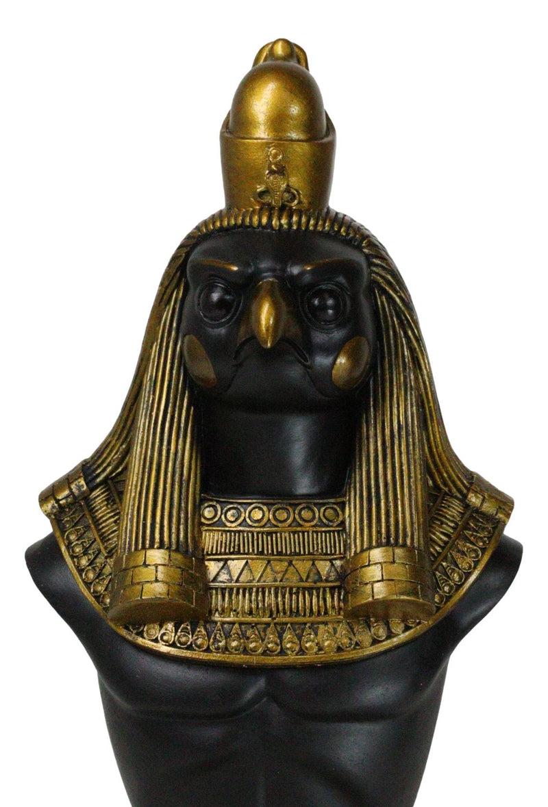 Egyptian God of The Sky Horus Ra Bust Decorative Box With Hieroglyphic Base