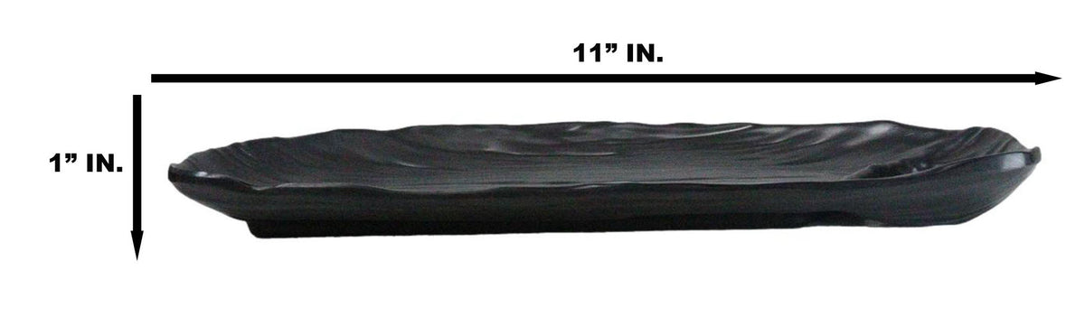 Pack Of 6 Half Moon Matte Black Melamine 2 Partitions Sushi Plates Platters 11"L