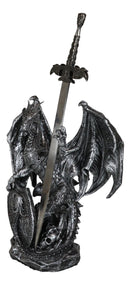 Coat Of Arms Knight Dragon With Heraldry Shield And Sword Letter Opener Figurine