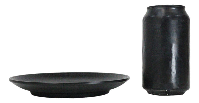 Pack Of 6 Black Silk Melamine Round Appetizer Dessert Side Dishes Plates 7"D