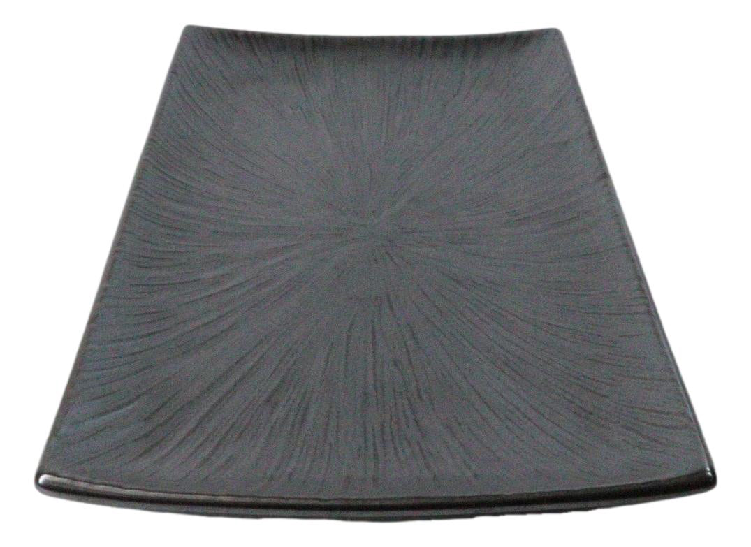 Pack Of 3 Black Tetsu Kesho Porcelain Long Rectangular Serving Platter 15"X8.5