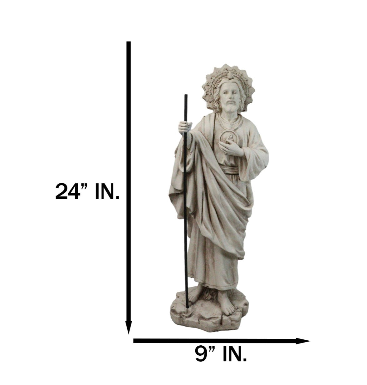 Catholic Church Saint Jude with Staff and Medal Large Outdoor Statue 24" Tall - Ebros Gift