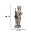 Catholic Church Saint Jude with Staff and Medal Large Outdoor Statue 24" Tall - Ebros Gift