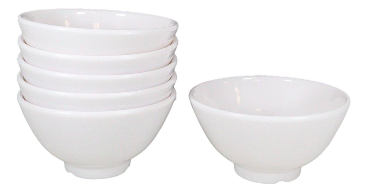 Modern White Jade Melamine Round Bowls 8oz For Rice Soup Salad Sauce Set Of 6