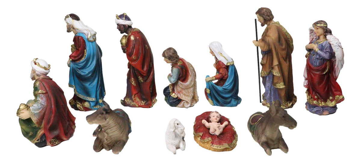Christmas Nativity Set Mary Joseph Baby Jesus 3 Wise Men Angel 11 Pc Figurines