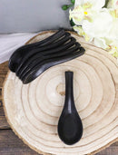 Pack of 6 Kokuyo Black Ceramic Asian Soup Spoons With Latch Hook Ends 5.75"L