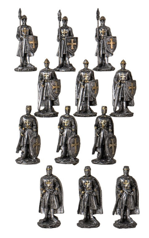 Set of 12 Medieval Crusader Knights Foot Soldiers In Suit of Armor Figurines