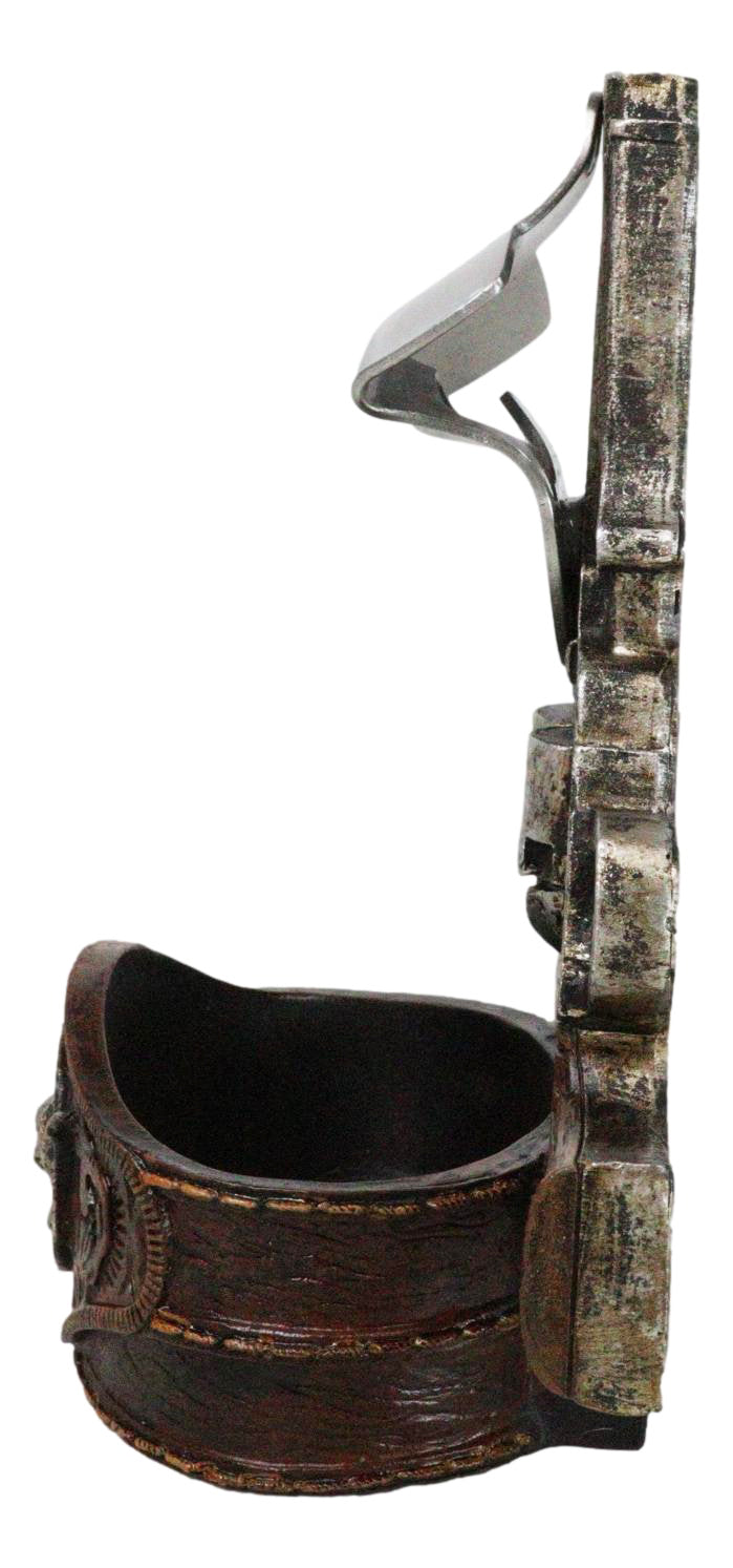 Western Cowboy 2 Gun Pistols Silver Texas Longhorn Concho Wall Bottle Cap Opener
