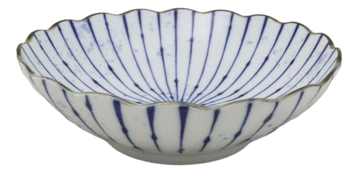 Pack Of 6 Fubuki Tokusa Made In Japan Round Flair Deep Plates Shallow Bowls 15oz - Ebros Gift