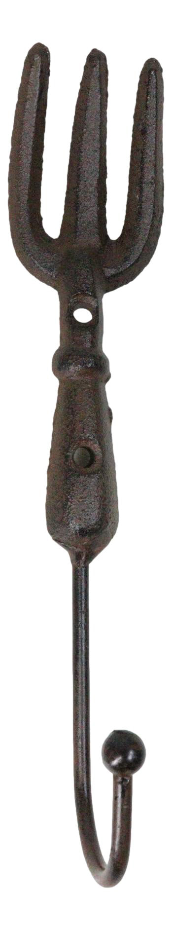 Pack of 2 Cast Iron Garden Hand Tool Fork and Trowel Wall Hooks For Coats Keys