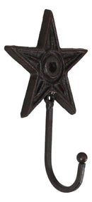 Cast Iron Rustic Western Star Wall Hanger Coat Jacket Towel Hook Set Of 4