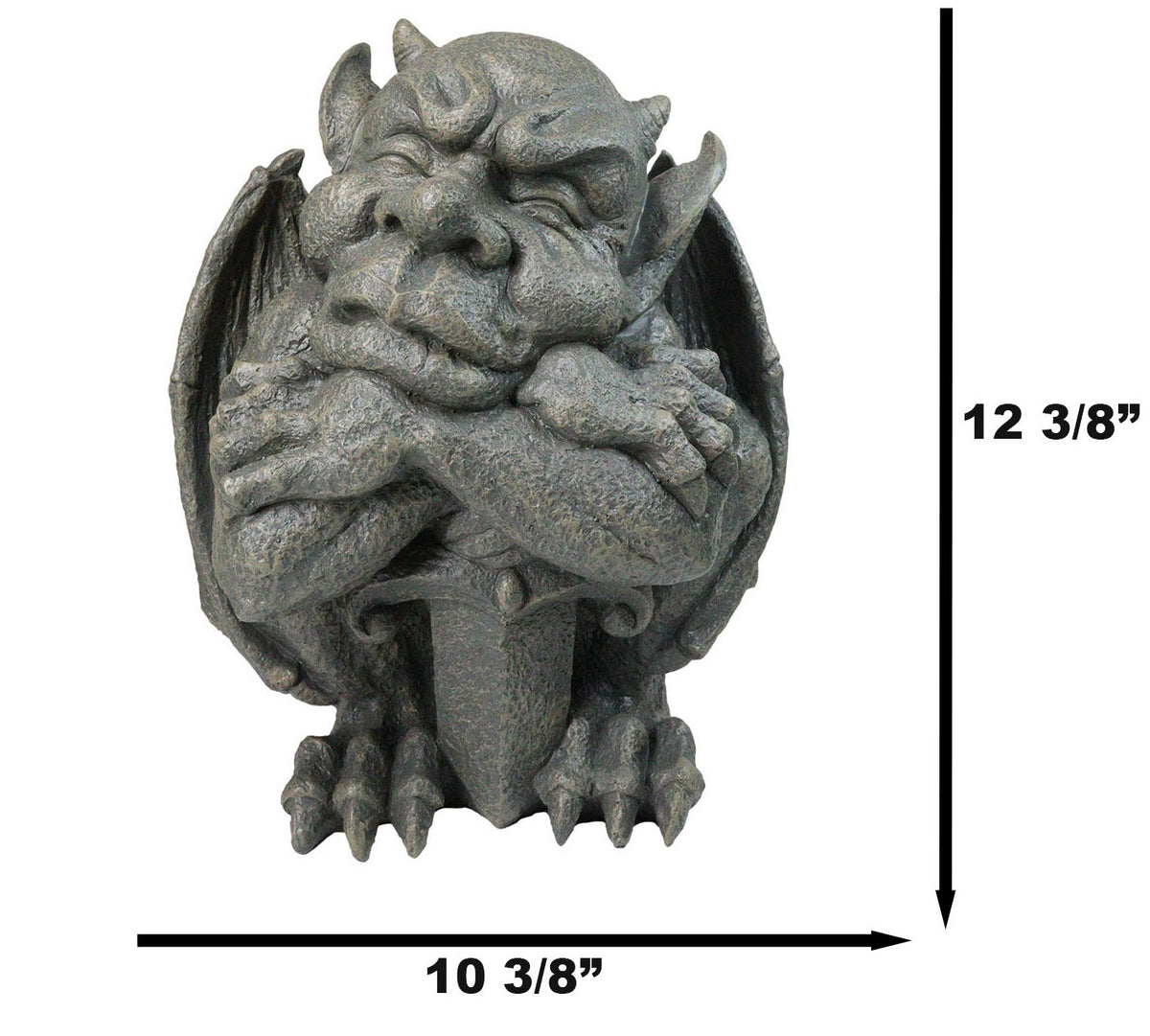 Gothic Stoic Warrior Notre Dame Gargoyle Sword Bearer Chimera Figurine 12"H