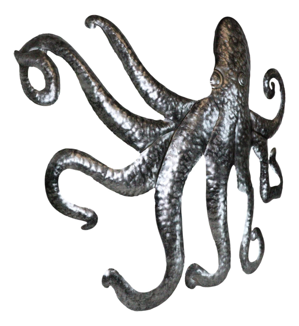 Silver Nautical Marine Deep Sea Octopus Tentacles Metal Wall Decor Plaque 31"L - Ebros Gift
