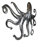 Silver Nautical Marine Deep Sea Octopus Tentacles Metal Wall Decor Plaque 31"L