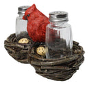 Wildlife Cardinal Nest Salt & Pepper Shaker Holder Red Bird Tabletop Figurine