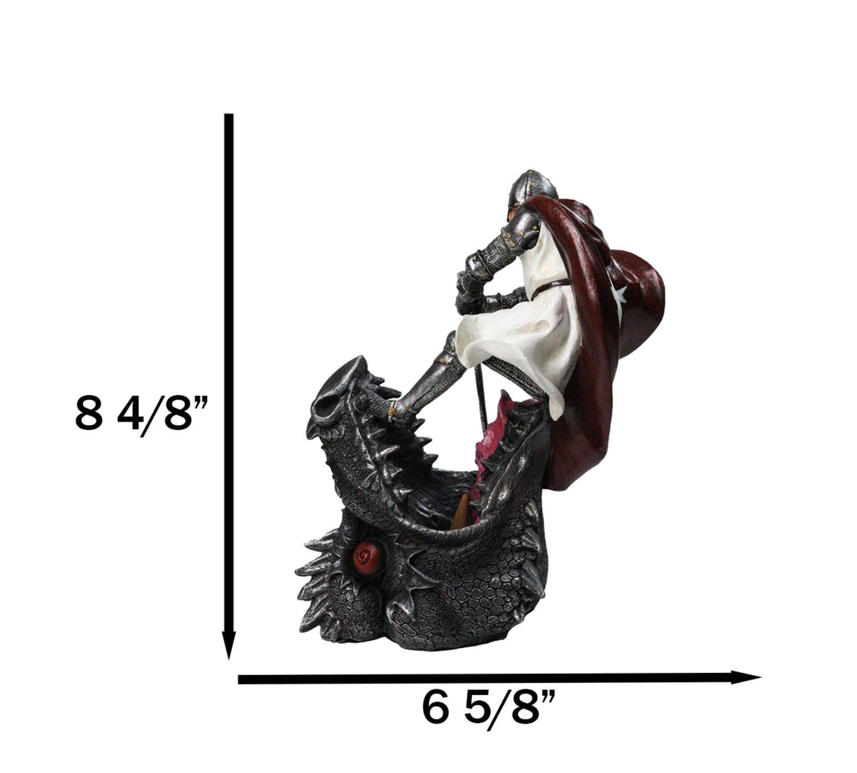 Saint George Roman Crusader Knight Killing Dragon With Sword Figurine 8.5"H