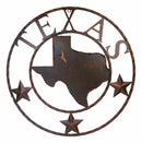 24"D Rustic Western Lone Stars Texas State Map Metal Circle Wall Hanging Decor