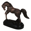 Rustic Western Country Stallion Horse Textured Bronze Resin Figurine With Base