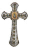 Catholic Lady Of Guadalupe Mary With Turquoise Gems Hammered Pattern Wall Cross