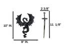 Gothic Black Winged Dragon Wall Plaque with Removable Medieval Sword – 12-Inch