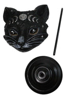 Gothic WIcca Mystic Moon Cat Masque Ornament On Pole Stand Or Wall Sculpture