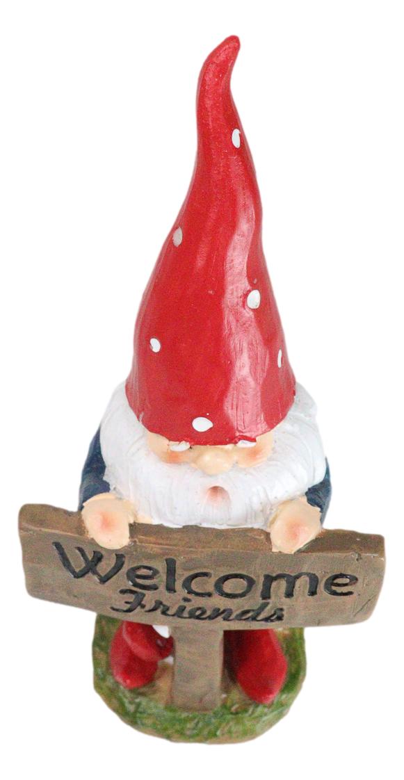 Whimsical Garden Mr Gnome By Toadstool Mushrooms Welcome Friends Sign Figurine