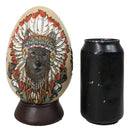 Tribal Indian Chief Wolf With Headdress Roach Egg Shaped Money Bank Figurine