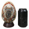 Tribal Indian Chief Wolf With Headdress Roach Egg Shaped Money Bank Figurine