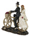 Wedding Skeletons Bride And Groom Riding Skeletal Bones Roses Bicycle Figurine