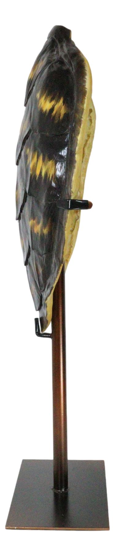 Nautical Marine Black Tone Faux Hawksbill Turtle Shell Sculpture With Pole Stand
