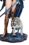 Blue Fire Of Ring Wolf Witch Heroine Warrior Champion With Long Sword Statue